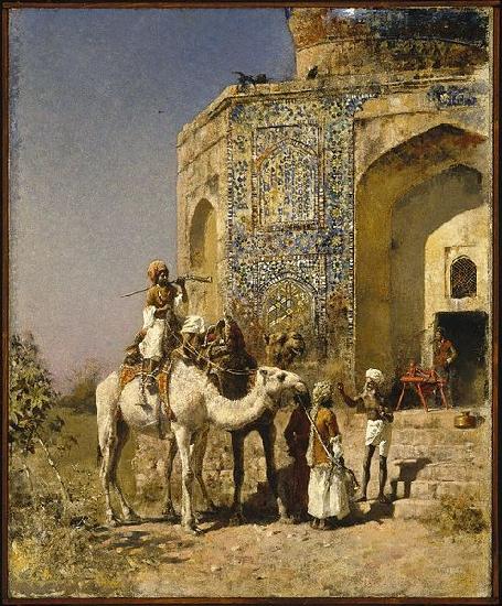 Edwin Lord Weeks Old Blue Tiled Mosque Outside of Delhi India Norge oil painting art